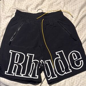Rhude Black Athletic Shorts with Bold Branding